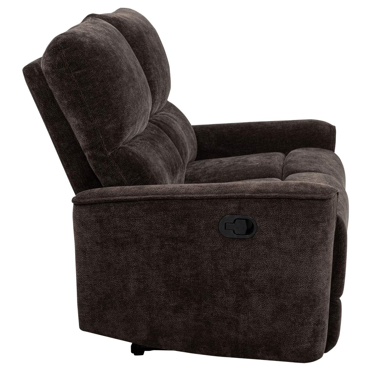 609572 Navarro Chenille Upholstered Reclining Loveseat Dark Brown