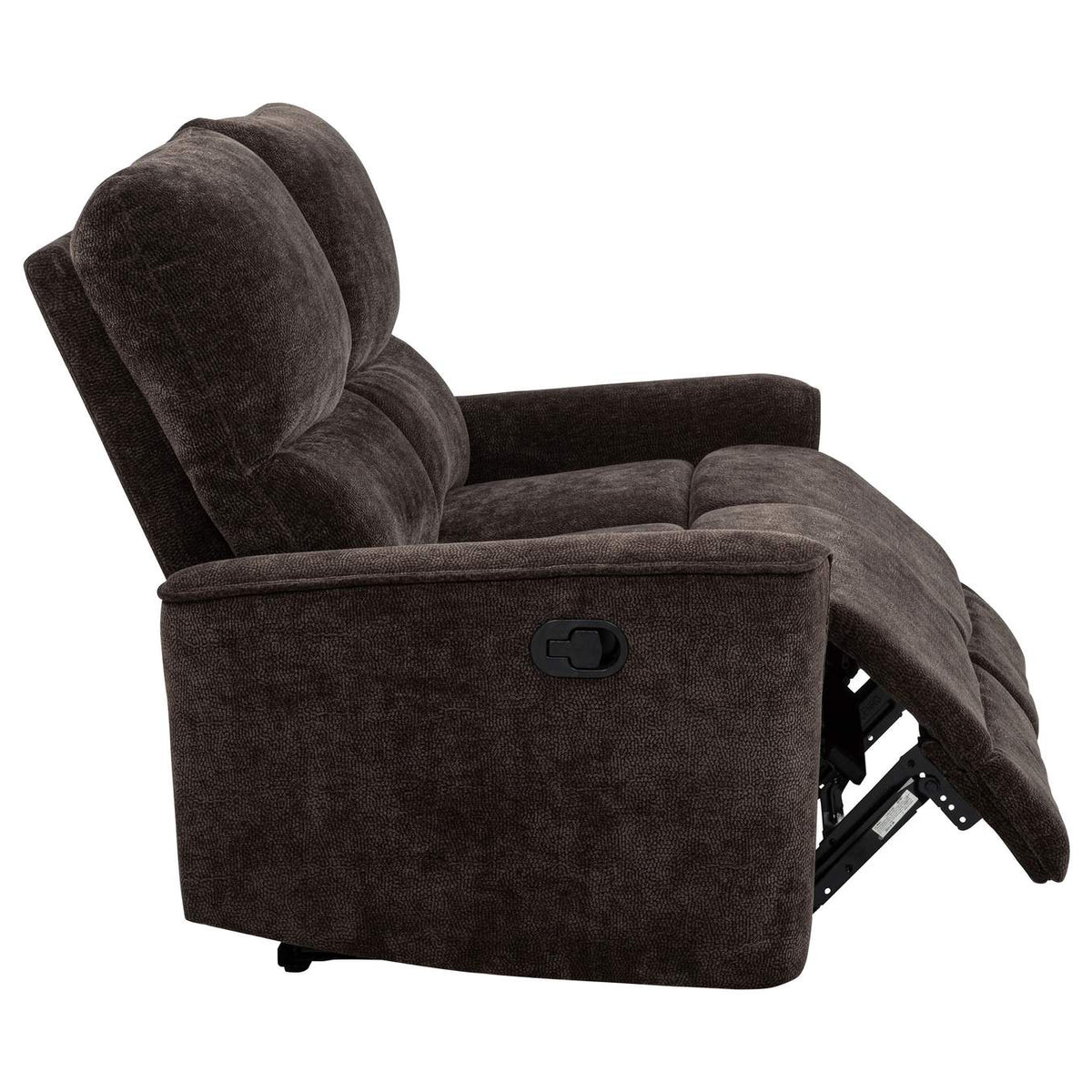 609572 Navarro Chenille Upholstered Reclining Loveseat Dark Brown