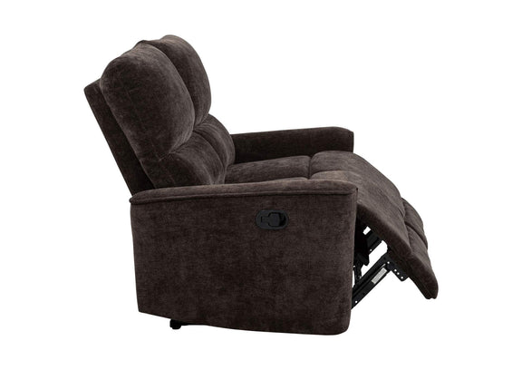 609572 Navarro Chenille Upholstered Reclining Loveseat Dark Brown