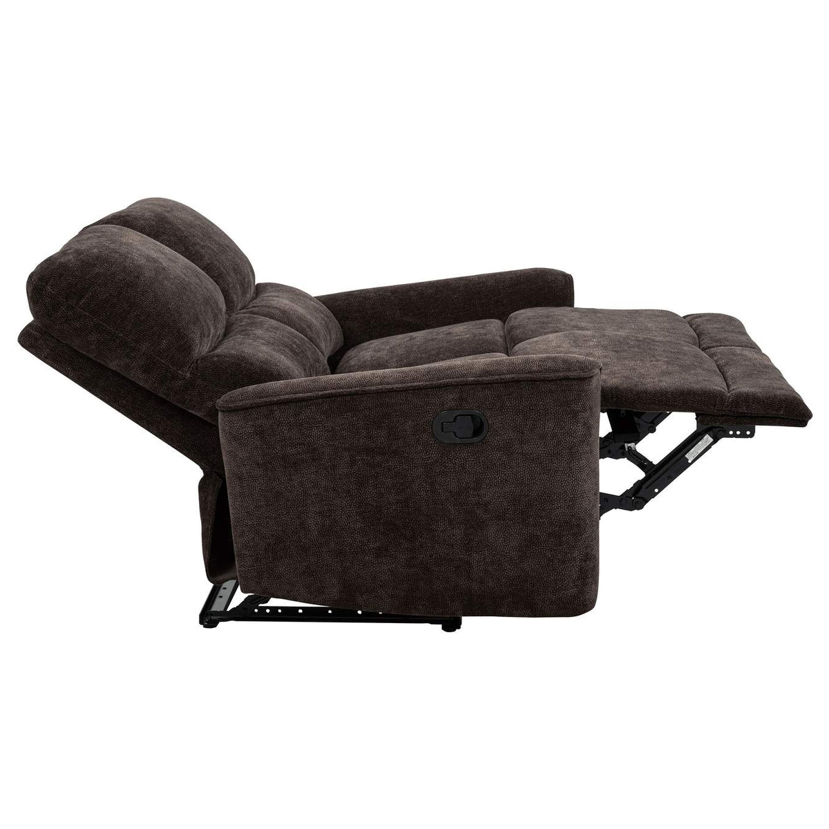 609572 Navarro Chenille Upholstered Reclining Loveseat Dark Brown