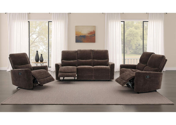 609572 Navarro Chenille Upholstered Reclining Loveseat Dark Brown