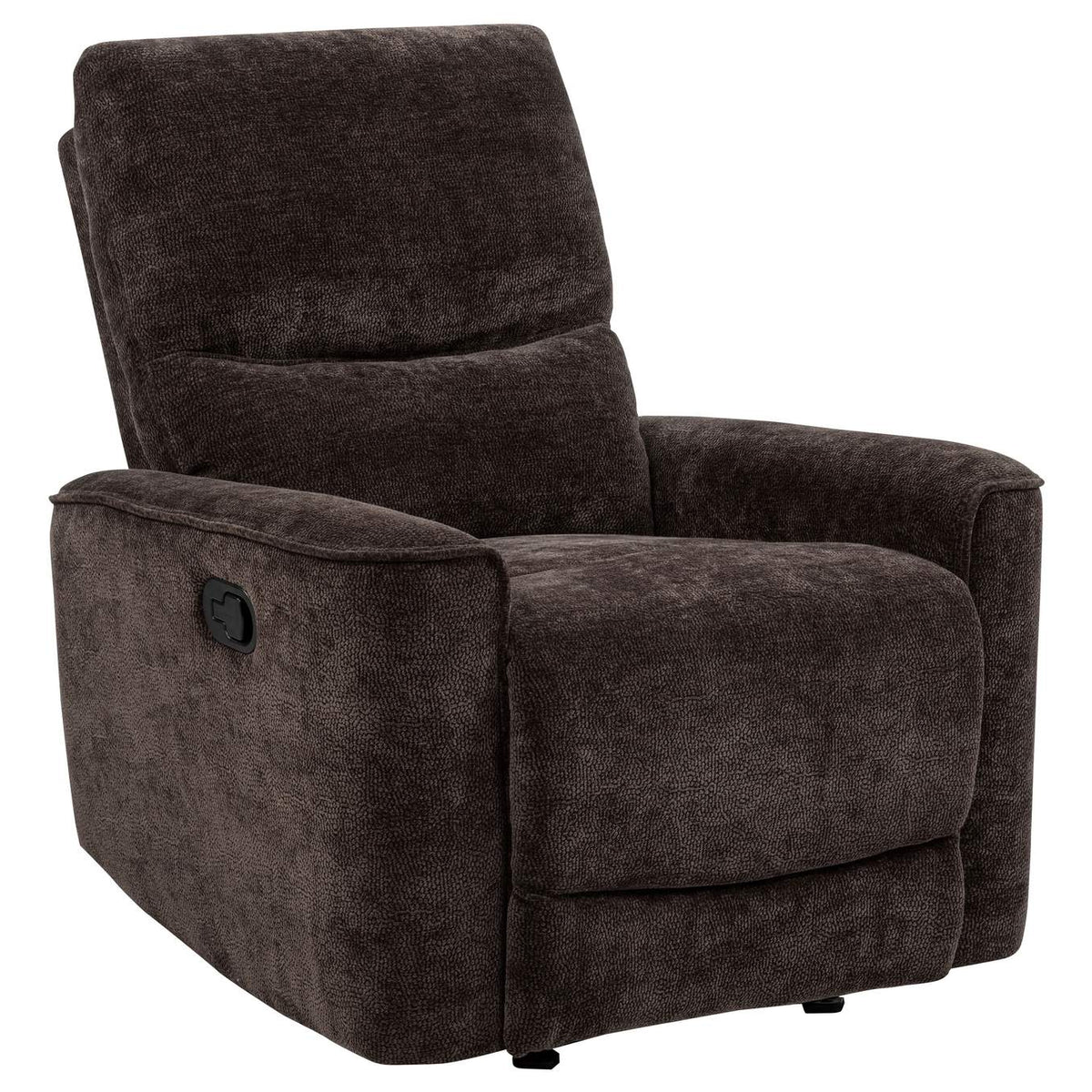 609573 Navarro Chenille Upholstered Glider Recliner Dark Brown