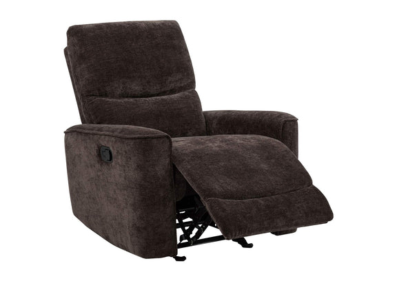 609573 Navarro Chenille Upholstered Glider Recliner Dark Brown