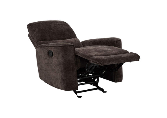 609573 Navarro Chenille Upholstered Glider Recliner Dark Brown