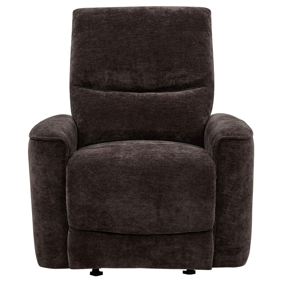609573 Navarro Chenille Upholstered Glider Recliner Dark Brown