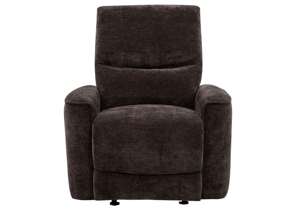 609573 Navarro Chenille Upholstered Glider Recliner Dark Brown
