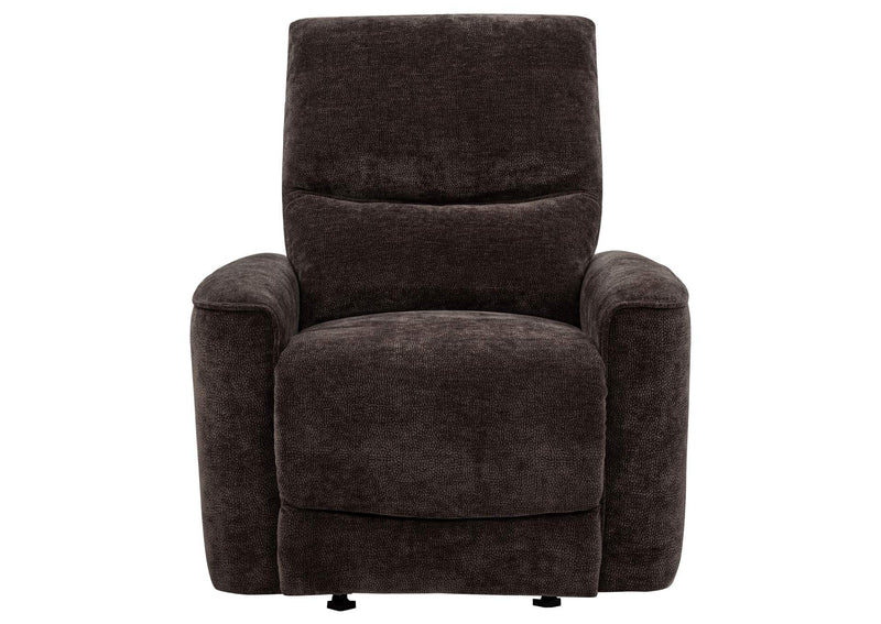 609573 Navarro Chenille Upholstered Glider Recliner Dark Brown