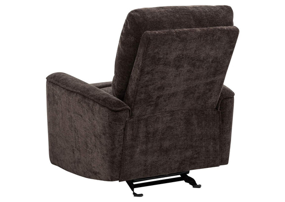 609573 Navarro Chenille Upholstered Glider Recliner Dark Brown