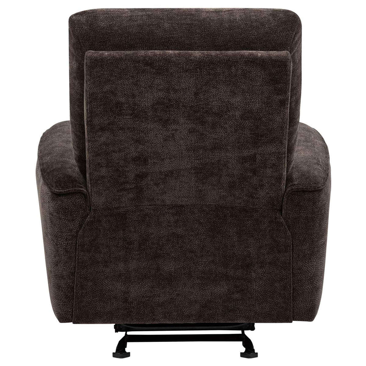 609573 Navarro Chenille Upholstered Glider Recliner Dark Brown