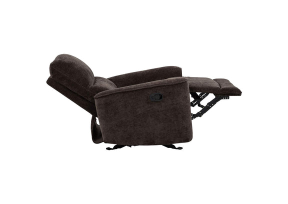 609573 Navarro Chenille Upholstered Glider Recliner Dark Brown