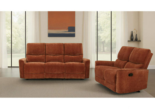 609574-S2 Navarro 2-piece Upholstered Reclining Sofa Set Orange
