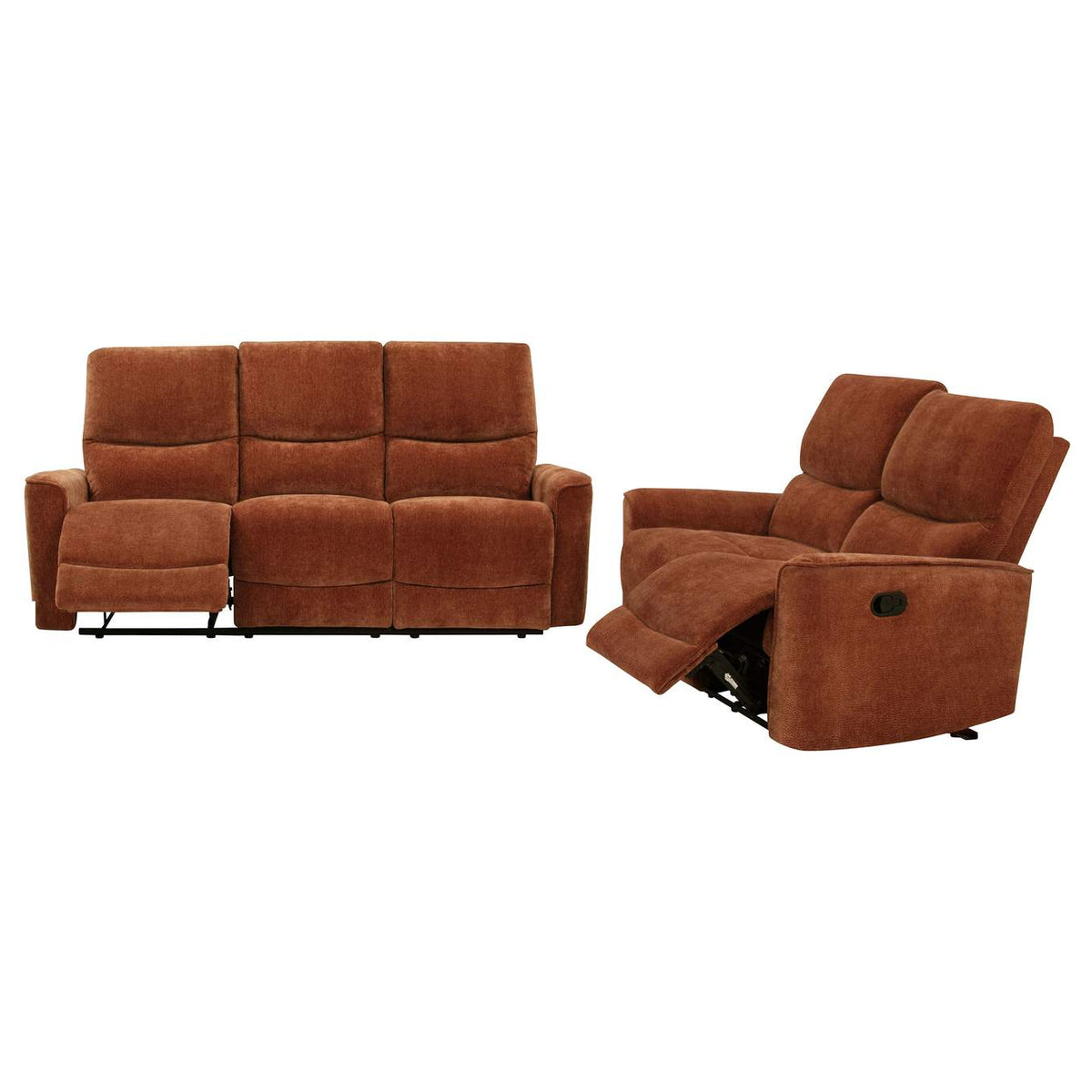 609574-S2 Navarro 2-piece Upholstered Reclining Sofa Set Orange