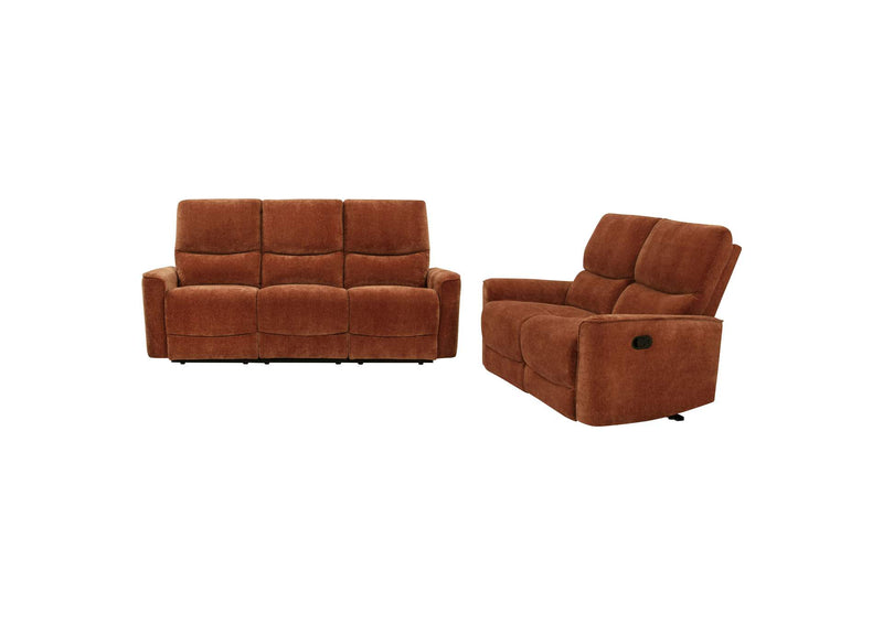 609574-S2 Navarro 2-piece Upholstered Reclining Sofa Set Orange
