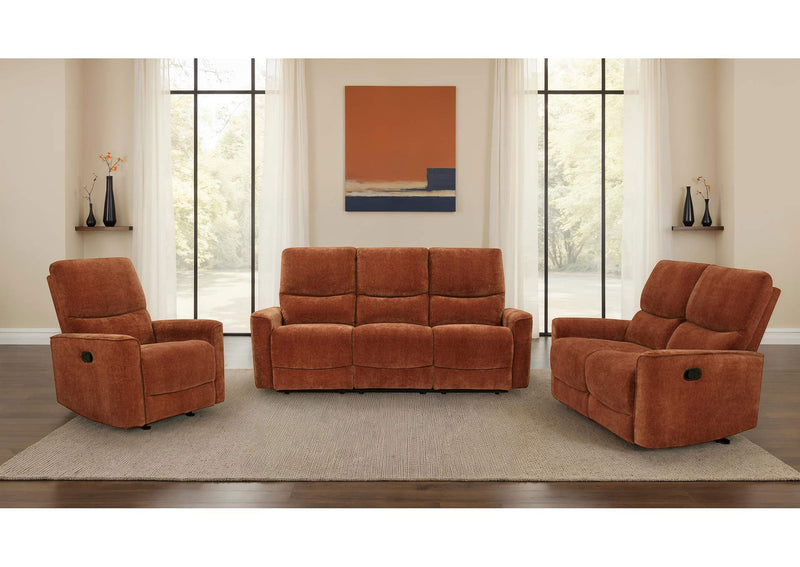 609574-S3 Navarro 3-piece Upholstered Reclining Sofa Set Orange