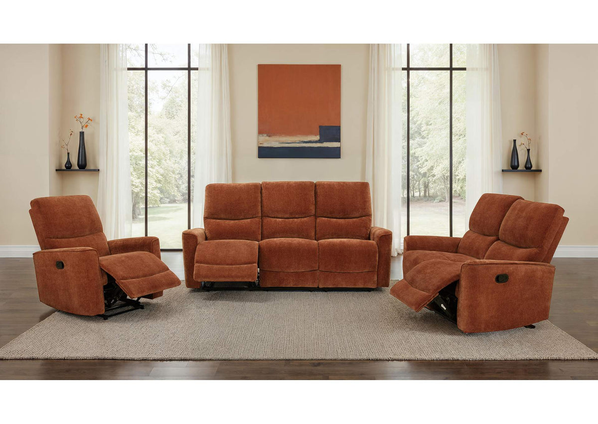 609574-S3 Navarro 3-piece Upholstered Reclining Sofa Set Orange