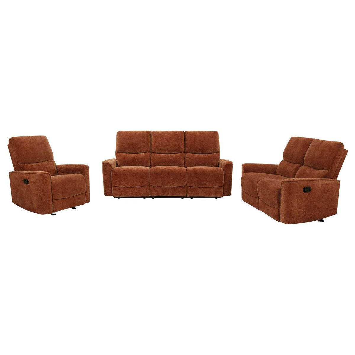 609574-S3 Navarro 3-piece Upholstered Reclining Sofa Set Orange