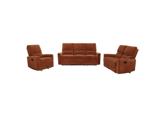 609574-S3 Navarro 3-piece Upholstered Reclining Sofa Set Orange
