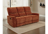609574 Navarro Chenille Upholstered Reclining Sofa Burnt Orange