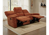 609574 Navarro Chenille Upholstered Reclining Sofa Burnt Orange