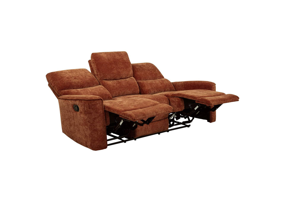 609574 Navarro Chenille Upholstered Reclining Sofa Burnt Orange