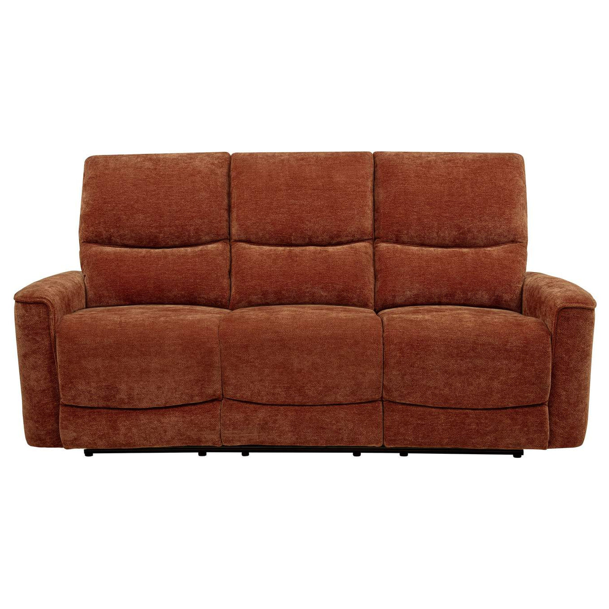 609574 Navarro Chenille Upholstered Reclining Sofa Burnt Orange