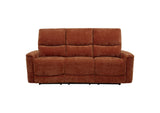 609574 Navarro Chenille Upholstered Reclining Sofa Burnt Orange