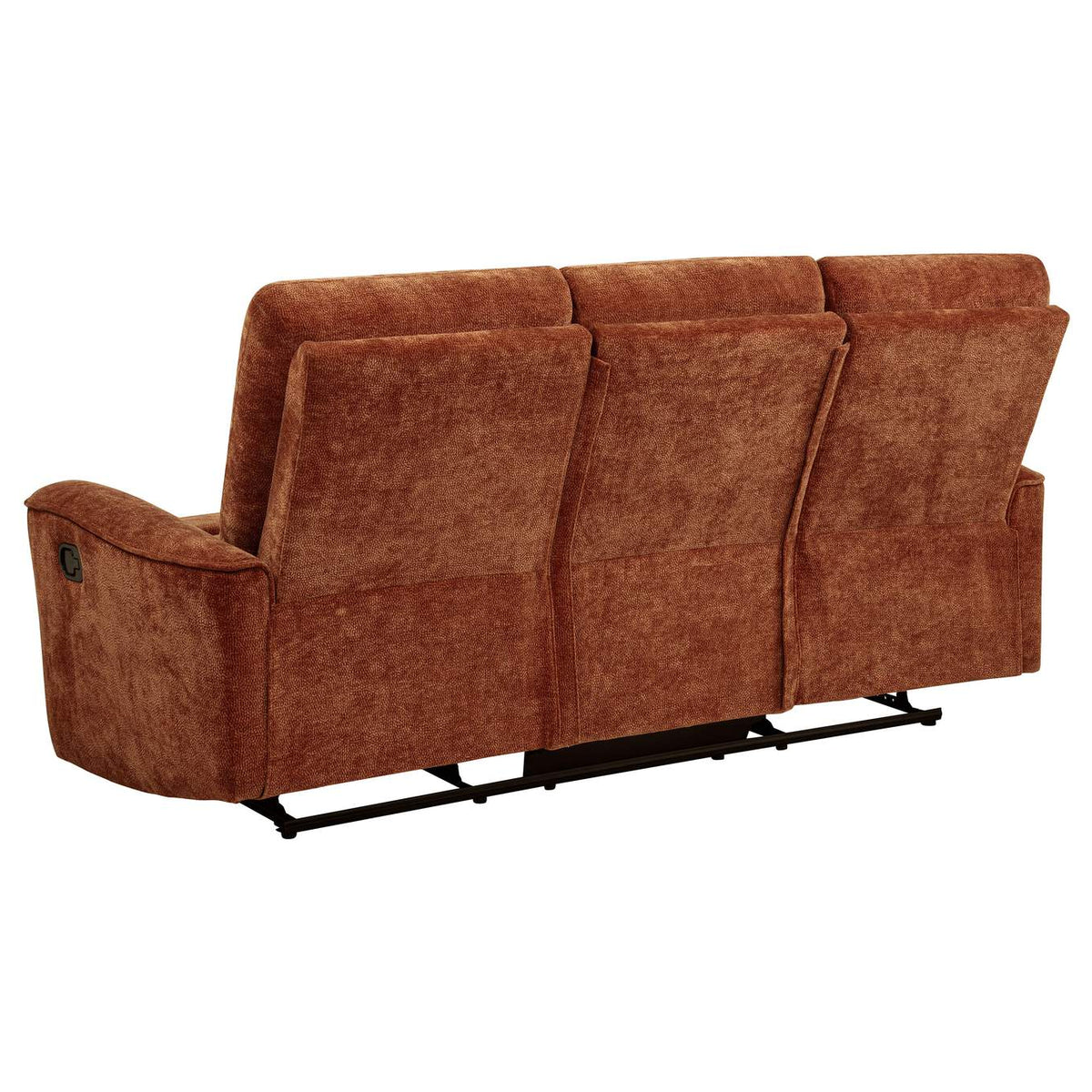 609574 Navarro Chenille Upholstered Reclining Sofa Burnt Orange