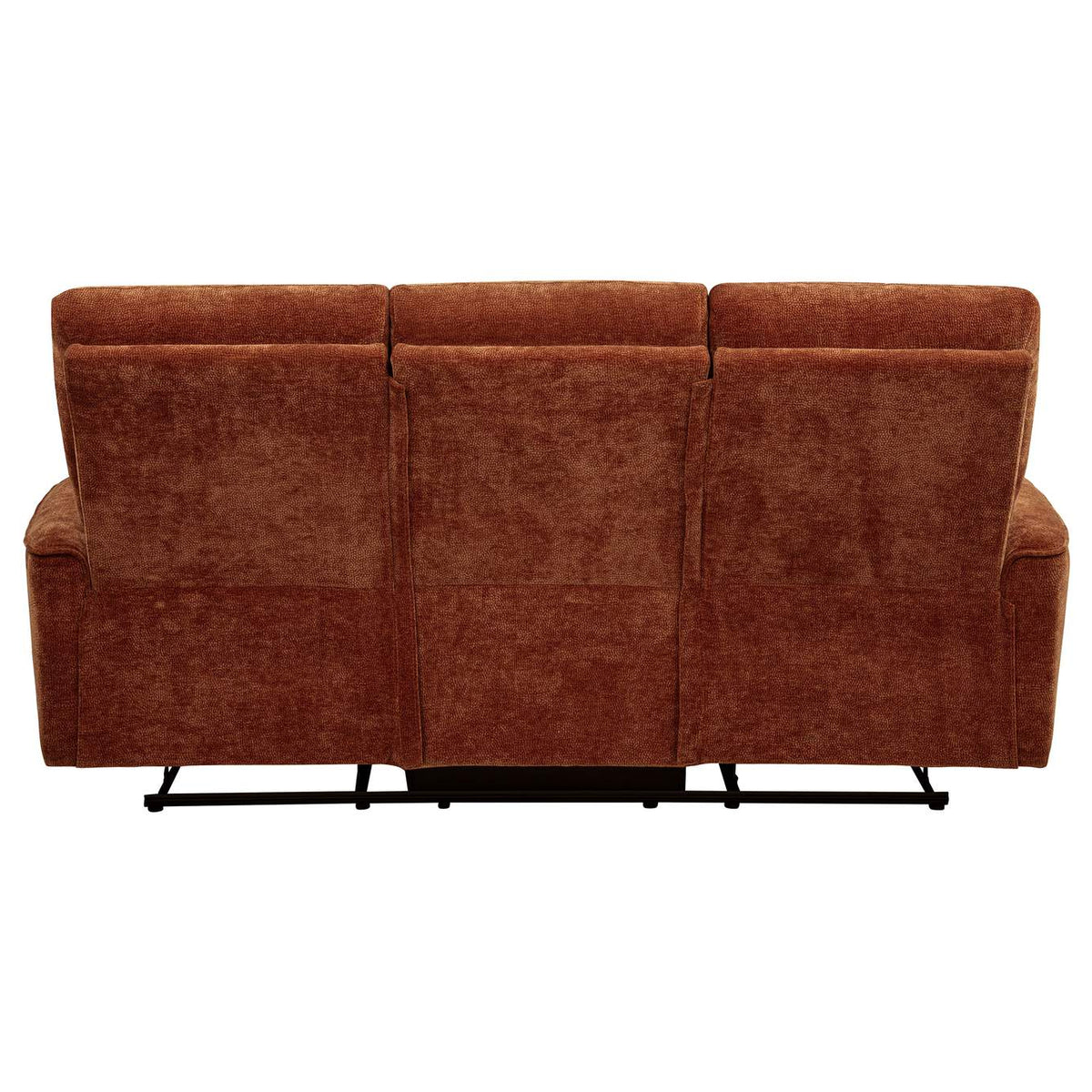 609574 Navarro Chenille Upholstered Reclining Sofa Burnt Orange