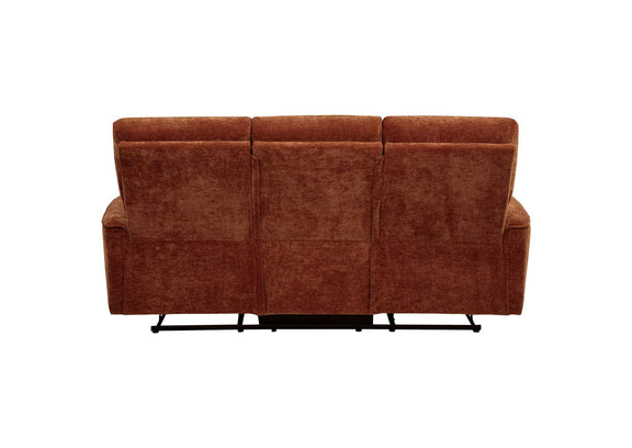609574 Navarro Chenille Upholstered Reclining Sofa Burnt Orange