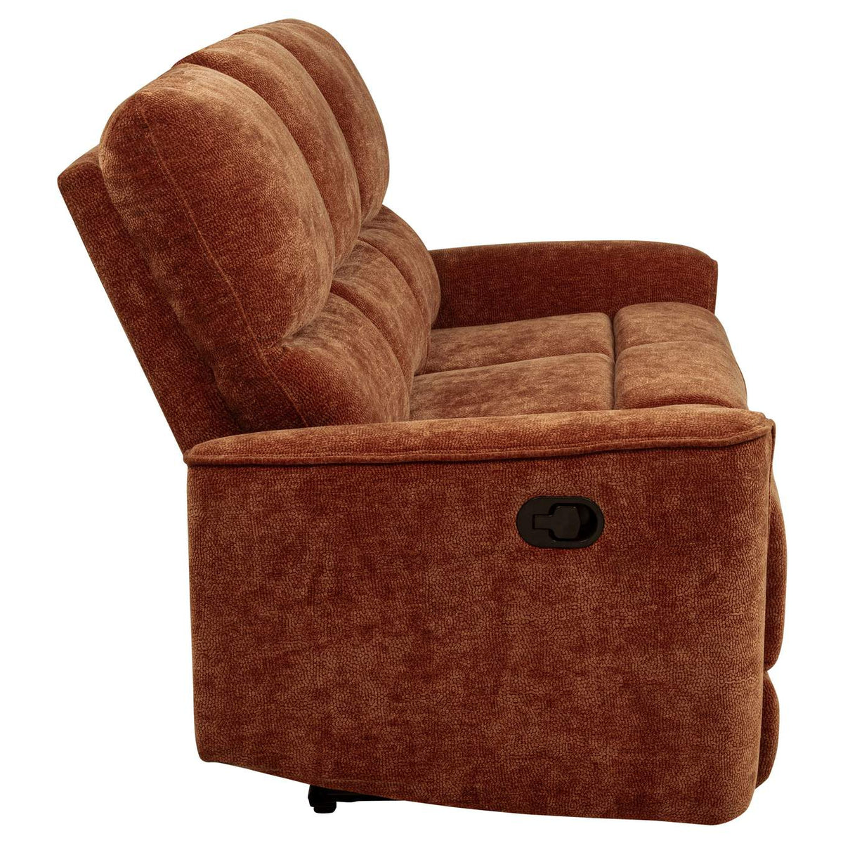 609574 Navarro Chenille Upholstered Reclining Sofa Burnt Orange
