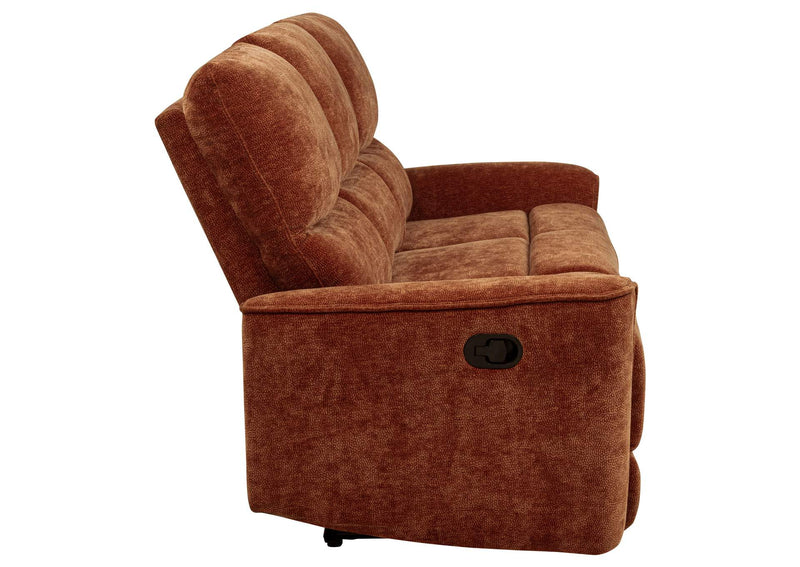 609574 Navarro Chenille Upholstered Reclining Sofa Burnt Orange