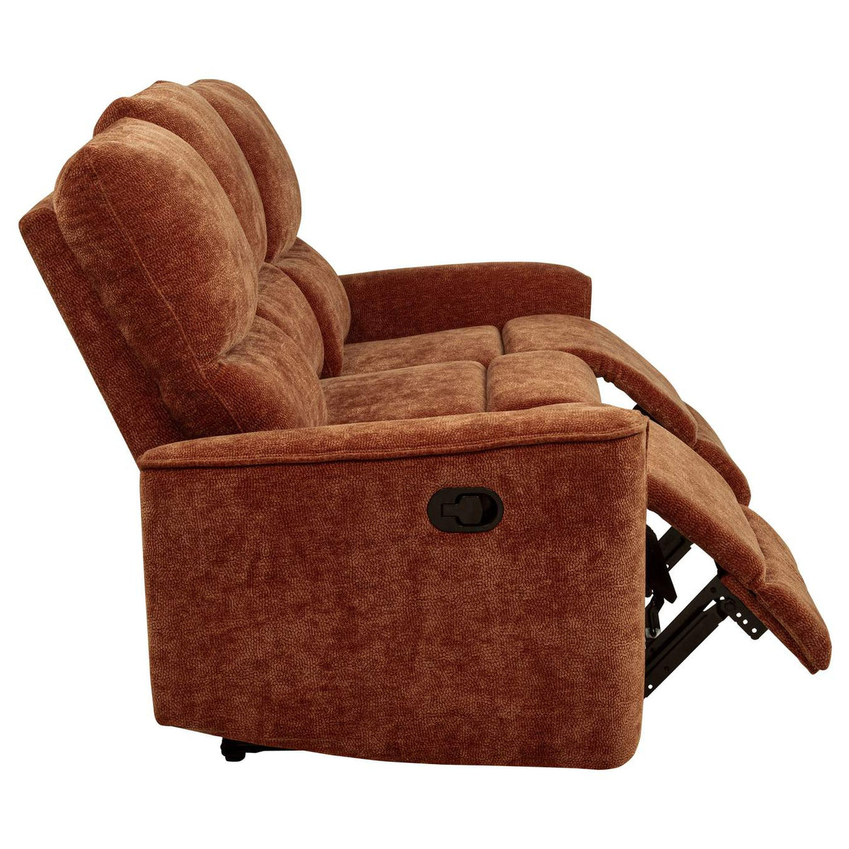 609574 Navarro Chenille Upholstered Reclining Sofa Burnt Orange