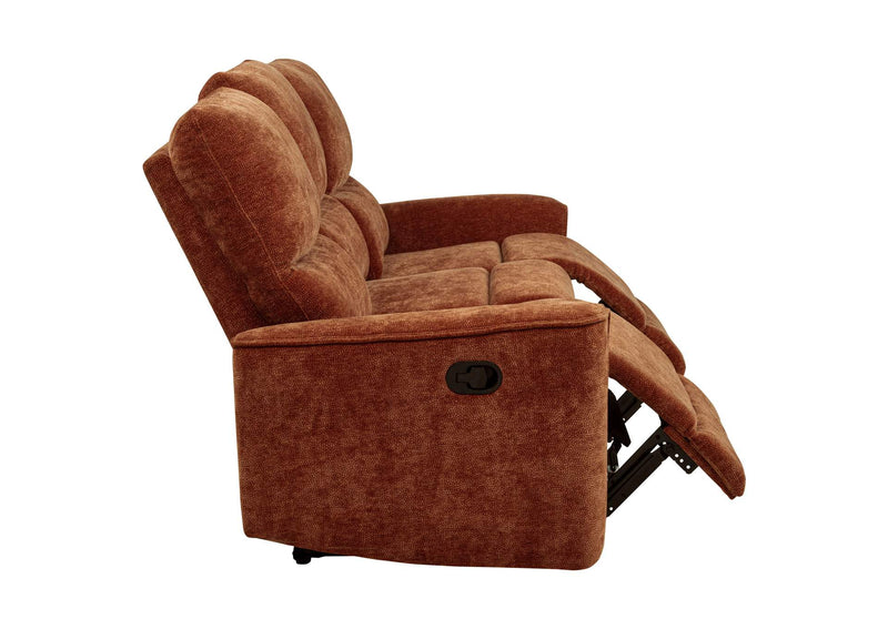 609574 Navarro Chenille Upholstered Reclining Sofa Burnt Orange