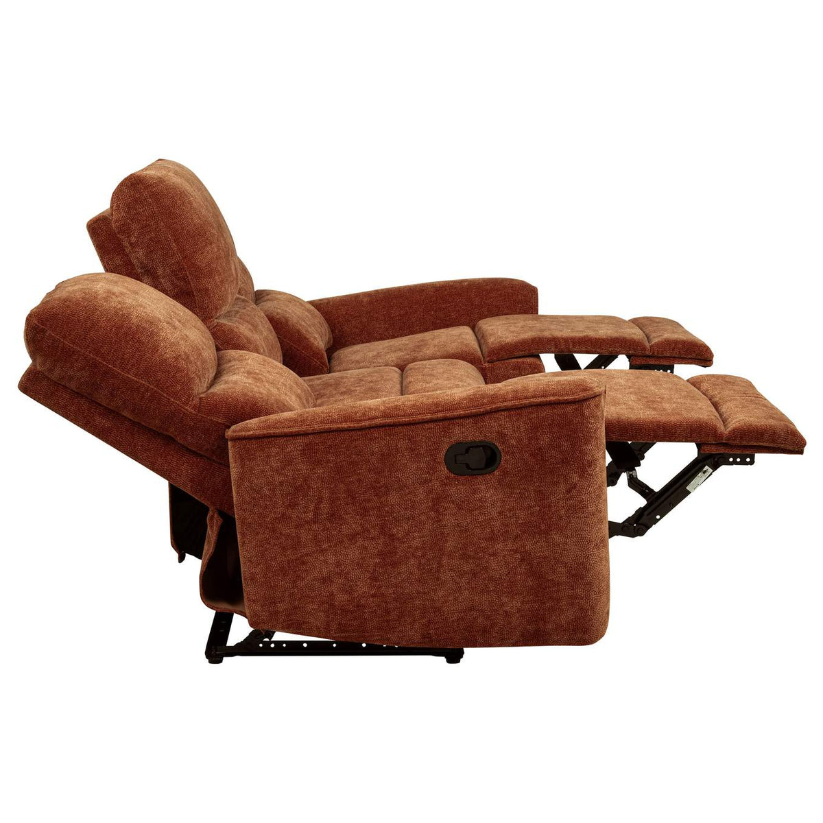 609574 Navarro Chenille Upholstered Reclining Sofa Burnt Orange