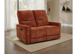 609575 Navarro Chenille Upholstered Reclining Loveseat Burnt Orange