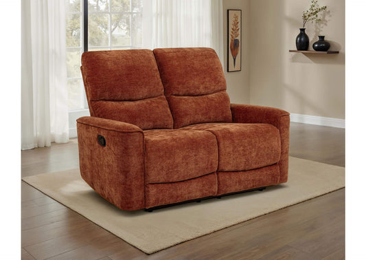 609575 Navarro Chenille Upholstered Reclining Loveseat Burnt Orange