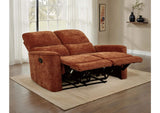 609575 Navarro Chenille Upholstered Reclining Loveseat Burnt Orange