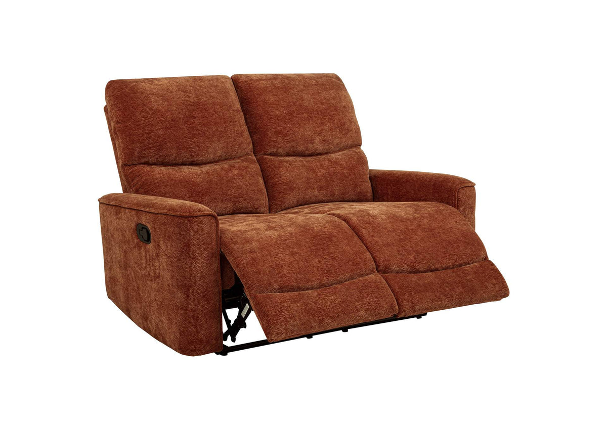 609575 Navarro Chenille Upholstered Reclining Loveseat Burnt Orange