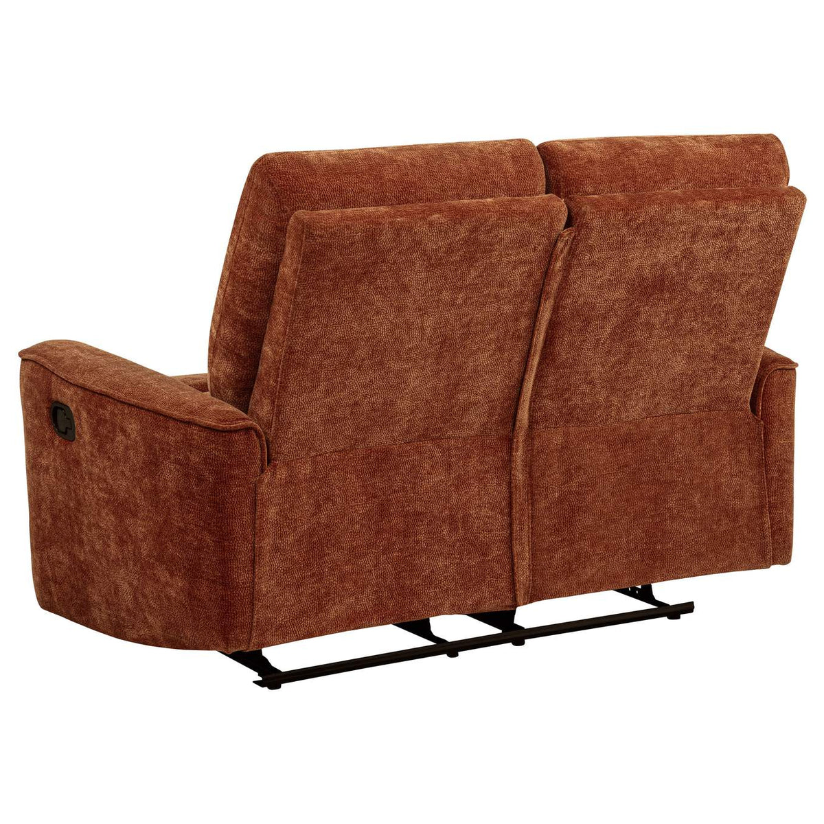 609575 Navarro Chenille Upholstered Reclining Loveseat Burnt Orange