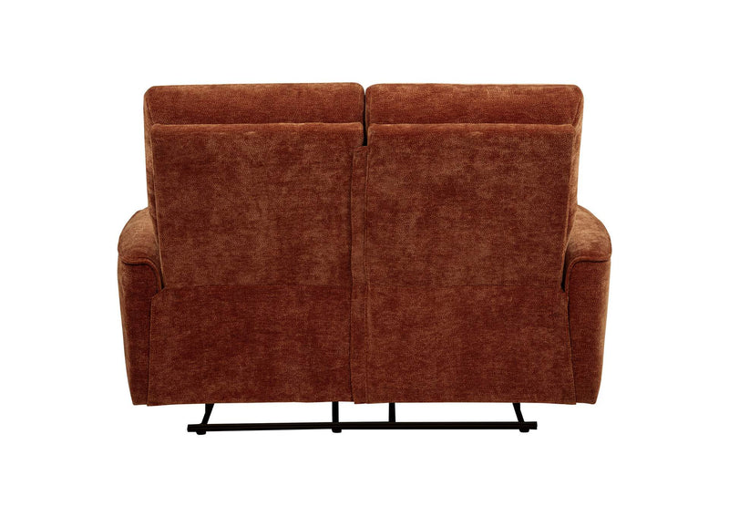 609575 Navarro Chenille Upholstered Reclining Loveseat Burnt Orange