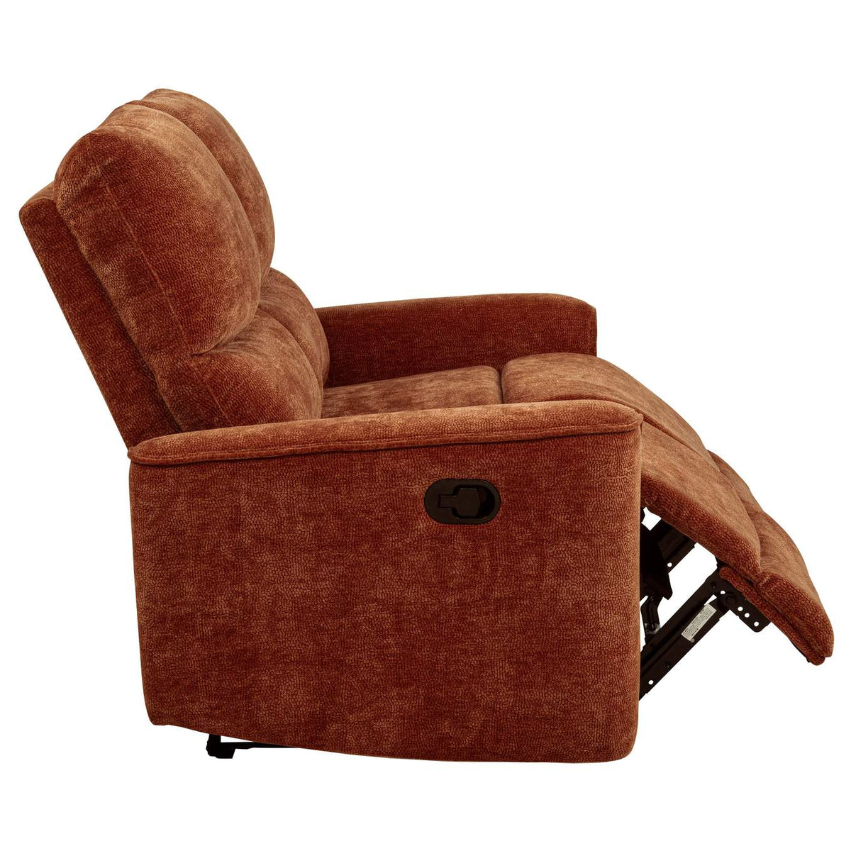 609575 Navarro Chenille Upholstered Reclining Loveseat Burnt Orange