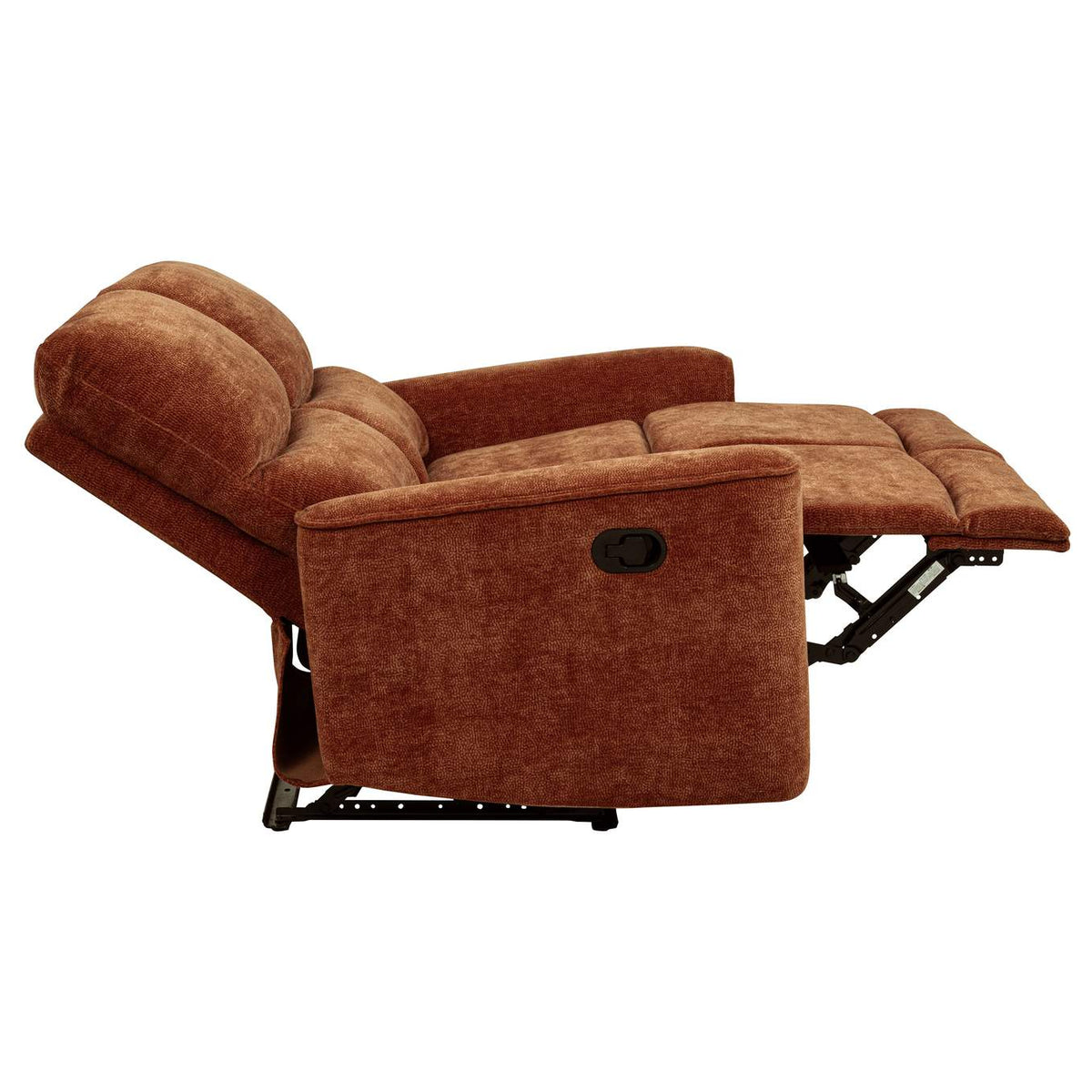 609575 Navarro Chenille Upholstered Reclining Loveseat Burnt Orange