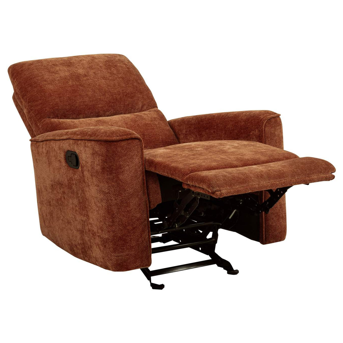 609576 Navarro Chenille Upholstered Glider Recliner Burnt Orange