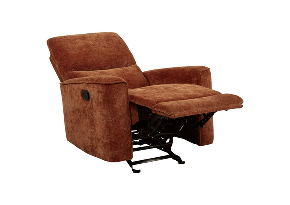 609576 Navarro Chenille Upholstered Glider Recliner Burnt Orange
