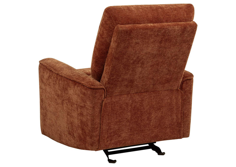 609576 Navarro Chenille Upholstered Glider Recliner Burnt Orange
