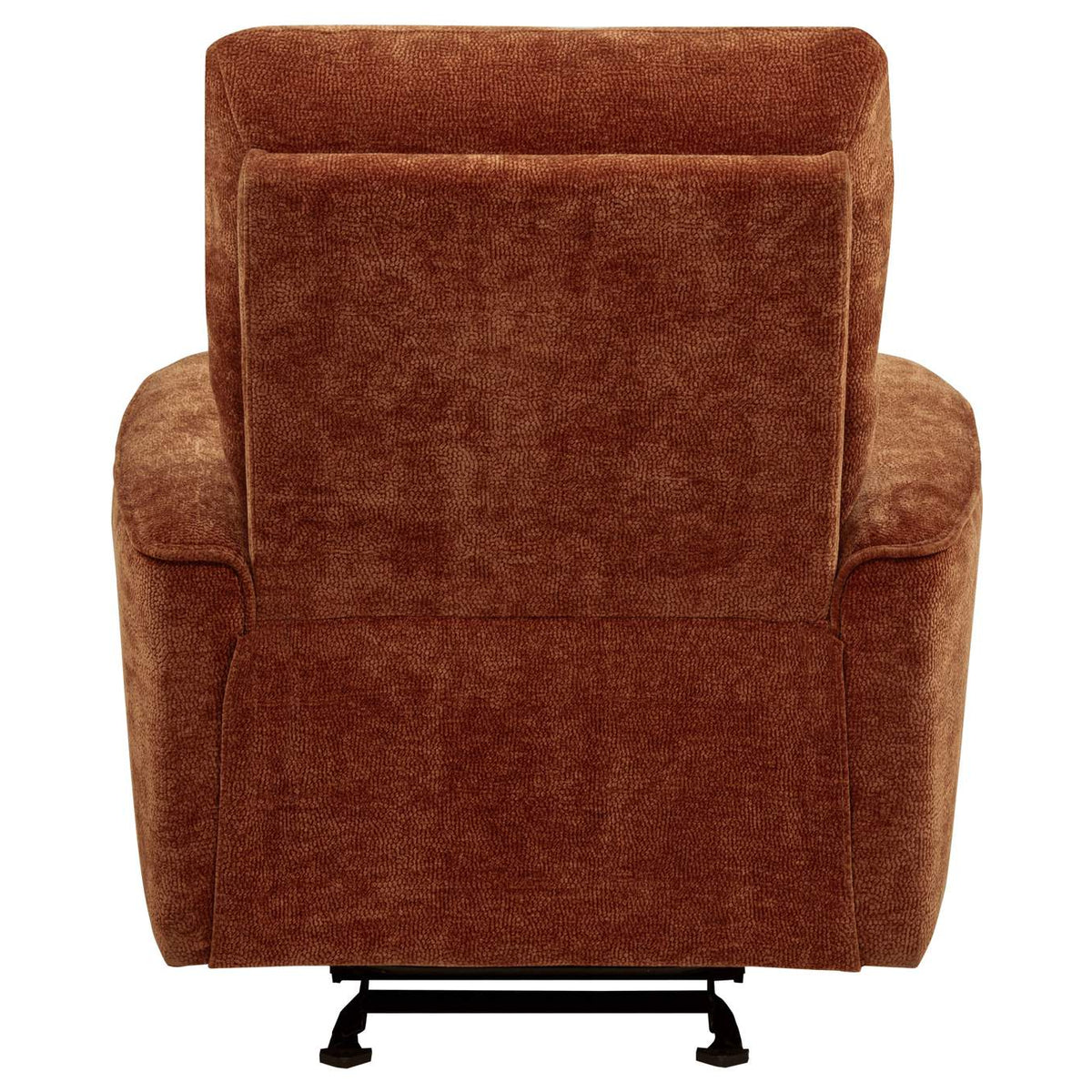 609576 Navarro Chenille Upholstered Glider Recliner Burnt Orange