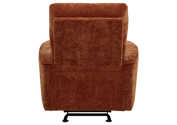 609576 Navarro Chenille Upholstered Glider Recliner Burnt Orange