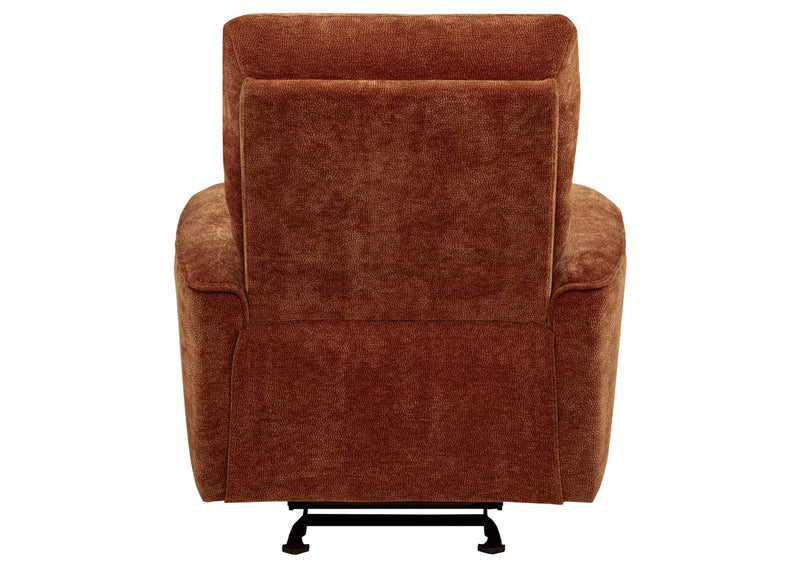 609576 Navarro Chenille Upholstered Glider Recliner Burnt Orange