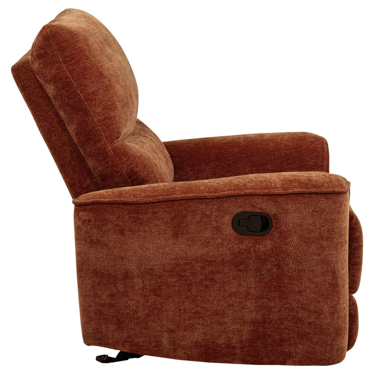 609576 Navarro Chenille Upholstered Glider Recliner Burnt Orange