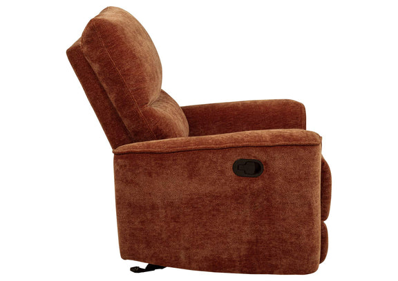 609576 Navarro Chenille Upholstered Glider Recliner Burnt Orange